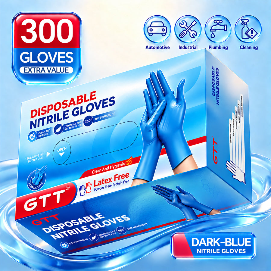 GTT Blue Nitrile Exam Gloves 4 Mil,Powder-Free Disposable Gloves for Medical, First Aid,Cleaning Food Prep, Tattoo,Cooking（副本）