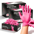 GTT Pink Nitrile Gloves, 4 Mil Disposable Gloves, Powder-Free & Latex-Free, 200 Count for Cleaning, Gardening, Pet Care, Crafts and Everyday Use