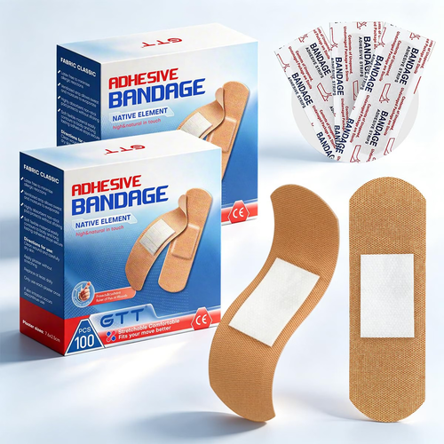 GTT Waterproof Non-Woven Adhesive Bandages (100 ct) — Flexible, Breathable Wound Strips for Home, Travel & First Aid