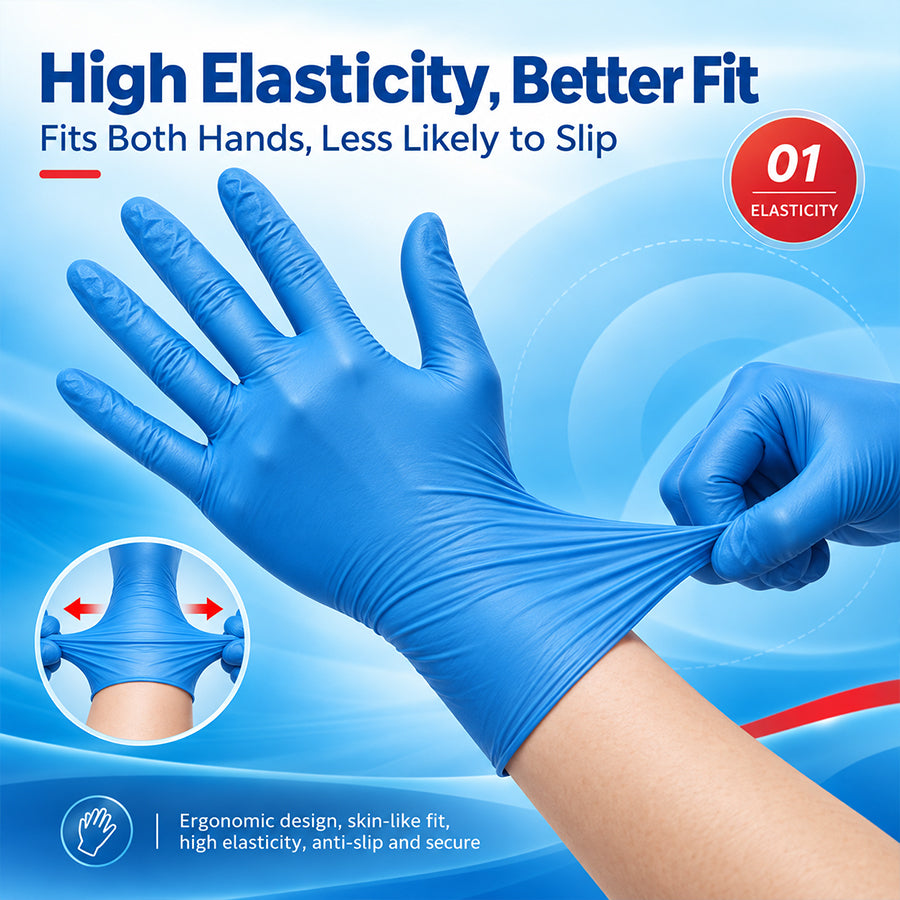 GTT Blue Nitrile Exam Gloves 4 Mil,Powder-Free Disposable Gloves for Medical, First Aid,Cleaning Food Prep, Tattoo,Cooking（副本）