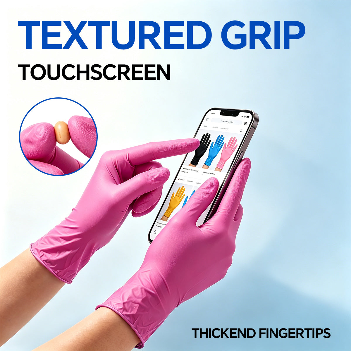 GTT Pink Nitrile Gloves, 4 Mil Disposable Gloves, Powder-Free & Latex-Free, 200 Count for Cleaning, Gardening, Pet Care, Crafts and Everyday Use