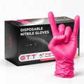 GTT Pink Nitrile Gloves, 4 Mil Disposable Gloves, Powder-Free & Latex-Free, 100 Count for Hair Coloring, Salon, Nail Care and Beauty