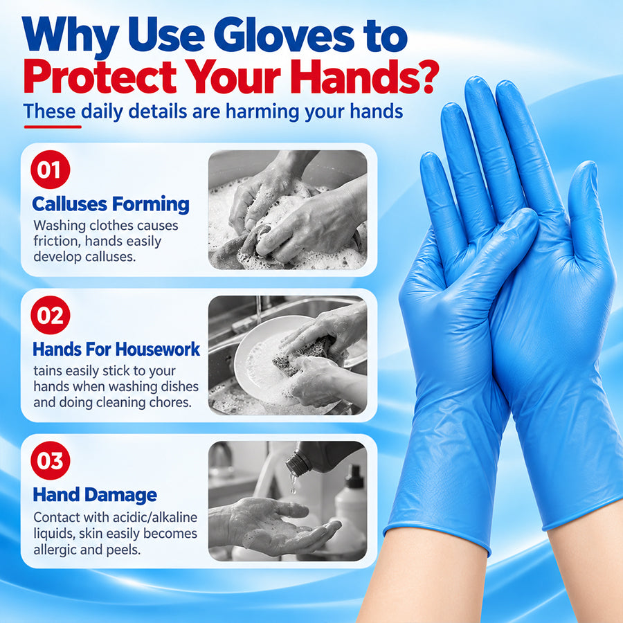 GTT Blue Nitrile Exam Gloves 4 Mil,Powder-Free Disposable Gloves for Medical, First Aid,Cleaning Food Prep, Tattoo,Cooking（副本）