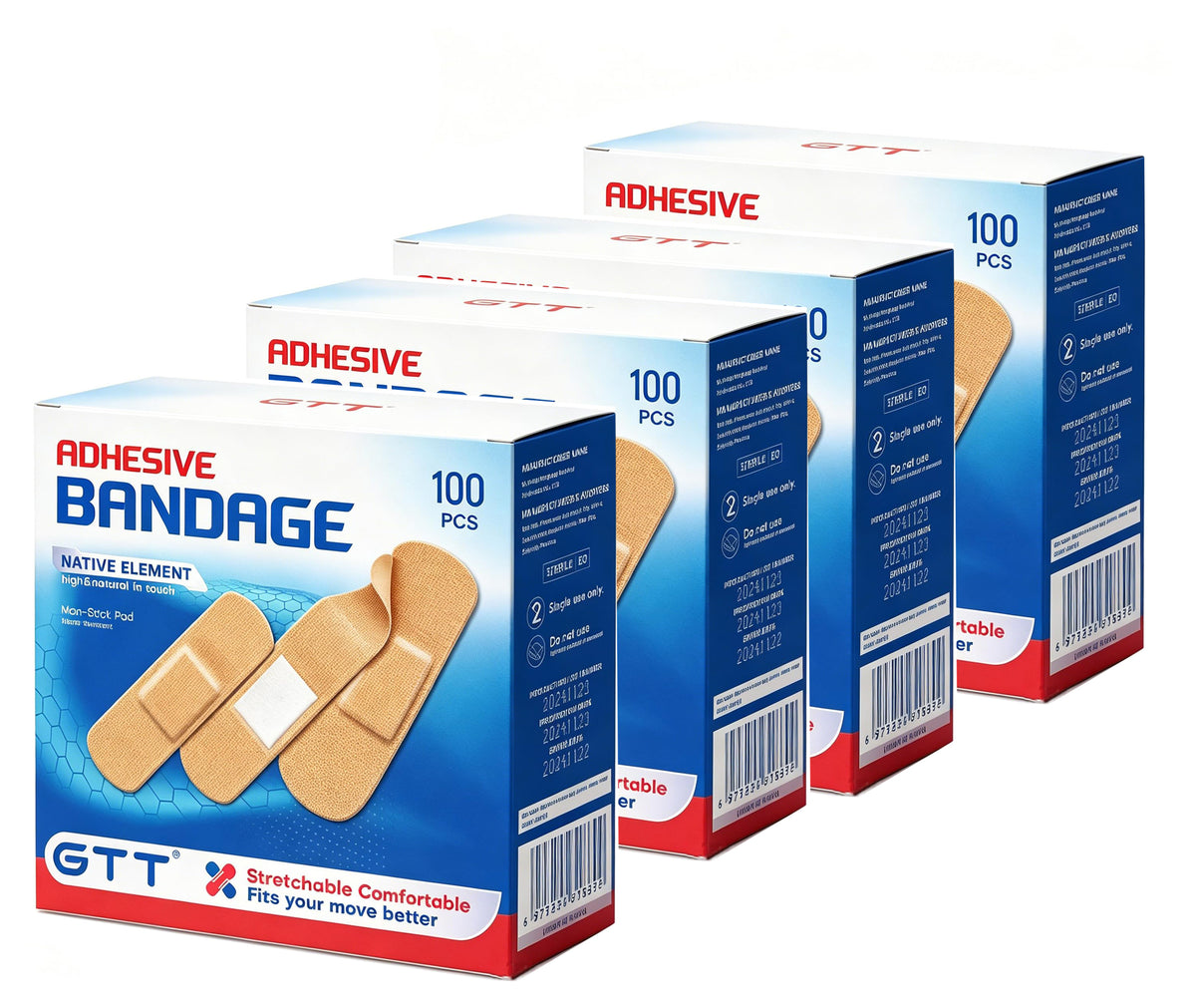 GTT Waterproof Non-Woven Adhesive Bandages (100 ct) — Flexible, Breathable Wound Strips for Home, Travel & First Aid