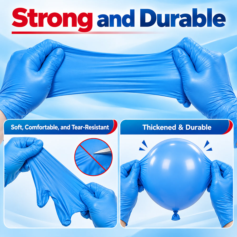 GTT Blue Nitrile Exam Gloves 4 Mil,Powder-Free Disposable Gloves for Medical, First Aid,Cleaning Food Prep, Tattoo,Cooking（副本）