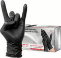 GTT Black Nitrile Gloves, 4 Mil Disposable Gloves, Powder-Free & Latex-Free, 100 Count for Cleaning, Household Chores, Gardening and Everyday Protection