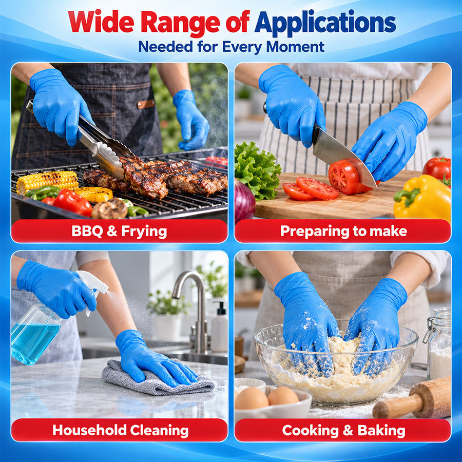 GTT Blue Nitrile Exam Gloves 4 Mil,Powder-Free Disposable Gloves for Medical, First Aid,Cleaning Food Prep, Tattoo,Cooking（副本）