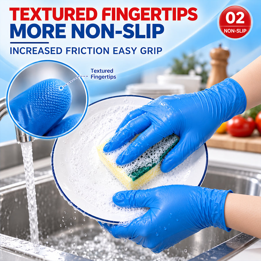 GTT Blue Nitrile Exam Gloves 4 Mil,Powder-Free Disposable Gloves for Medical, First Aid,Cleaning Food Prep, Tattoo,Cooking（副本）