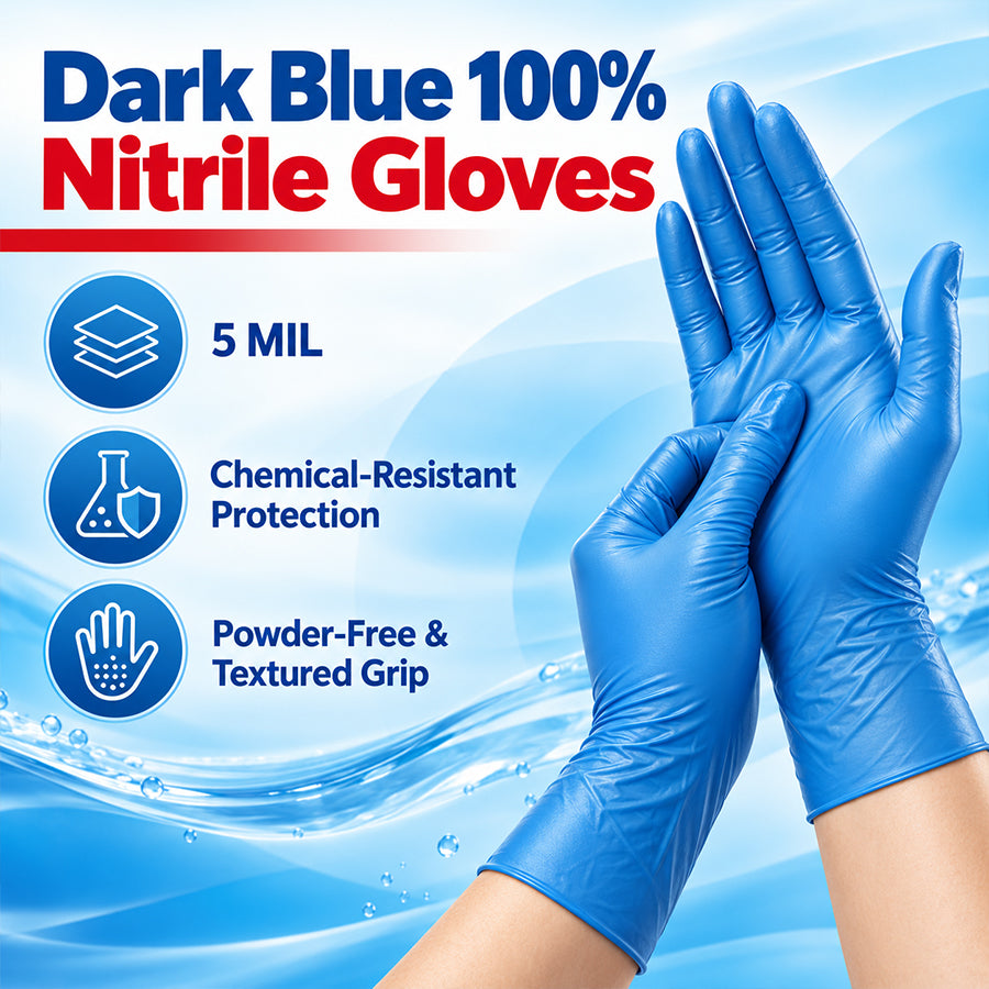 GTT Blue Nitrile Exam Gloves 4 Mil,Powder-Free Disposable Gloves for Medical, First Aid,Cleaning Food Prep, Tattoo,Cooking（副本）