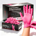GTT Pink Nitrile Gloves, 4 Mil Disposable Gloves, Powder-Free & Latex-Free, 100 Count for Hair Coloring, Salon, Nail Care and Beauty