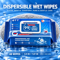 GTT Pure Water Flushable Wipes — 48 Count Unscented Plant-Based Wipes for Sensitive Skin, 15x20cm