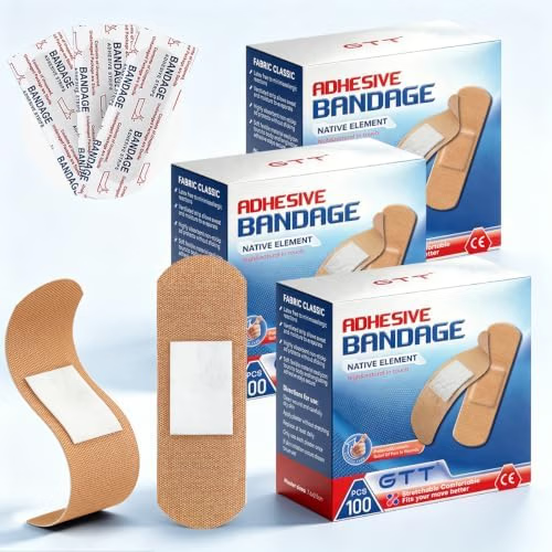 GTT Waterproof Non-Woven Adhesive Bandages (100 ct) — Flexible, Breathable Wound Strips for Home, Travel & First Aid