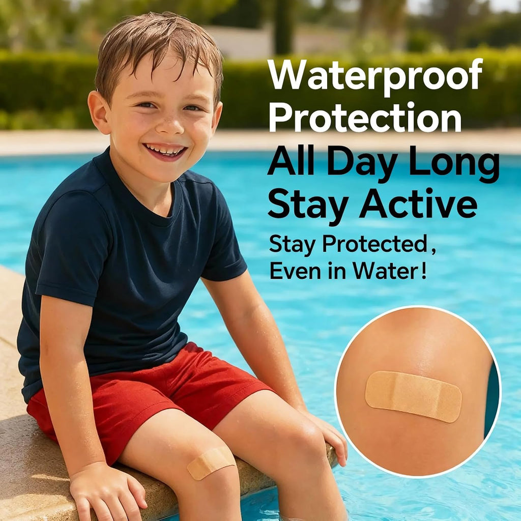 GTT Waterproof Non-Woven Adhesive Bandages (100 ct) — Flexible, Breathable Wound Strips for Home, Travel & First Aid