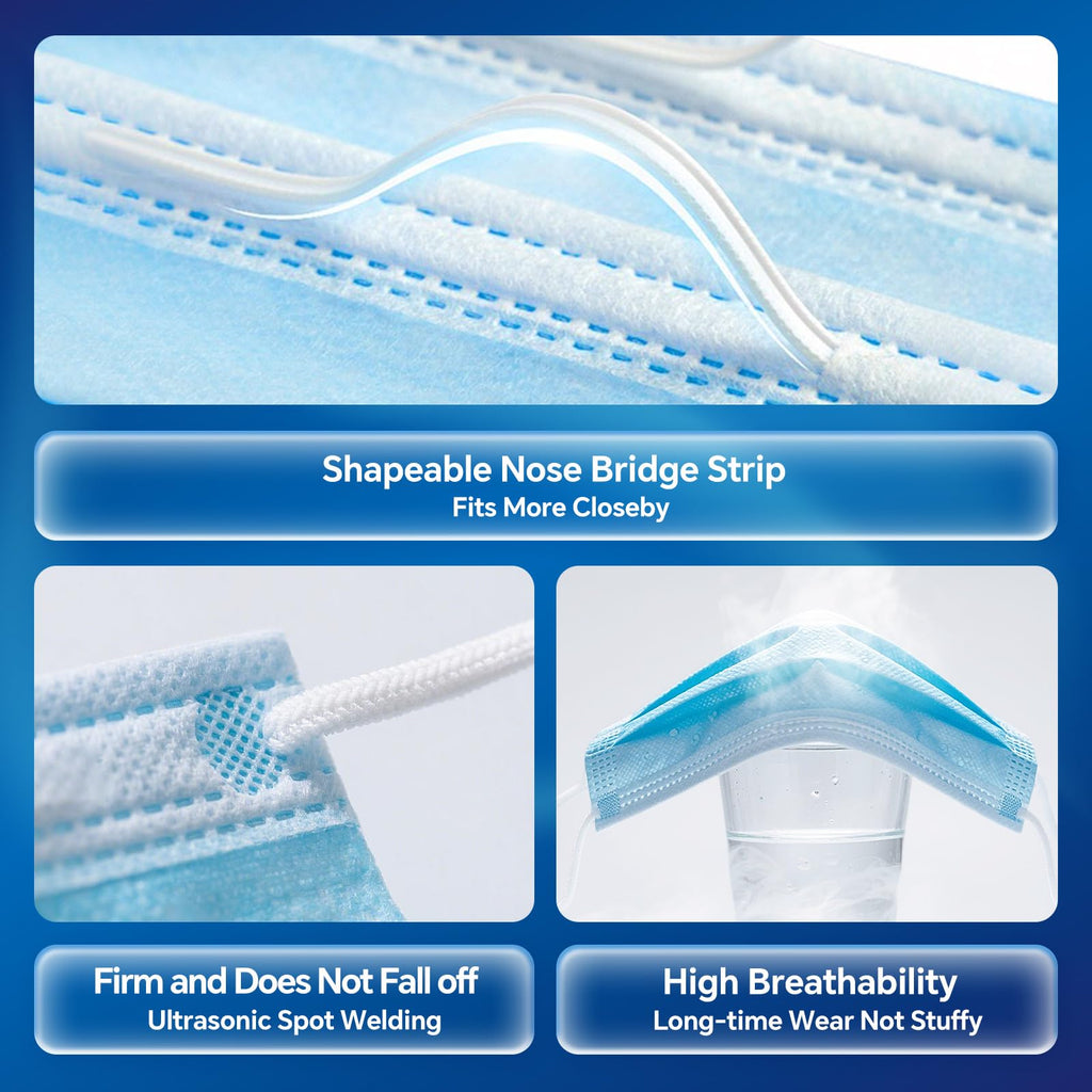 3-Ply Flat Face Mask, Light Blue – 3-Layer Non-Woven & Meltblown