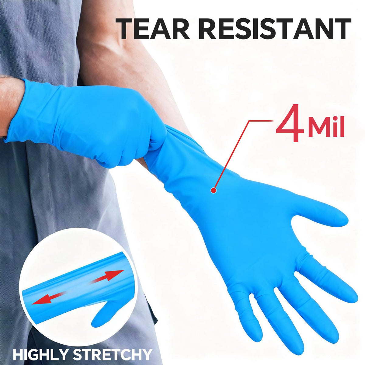 GTT Blue Nitrile Gloves, 4 Mil Disposable Gloves, Powder-Free & Latex-Free, 200 Count for Cleaning, Gardening, Pet Care, Crafts and More