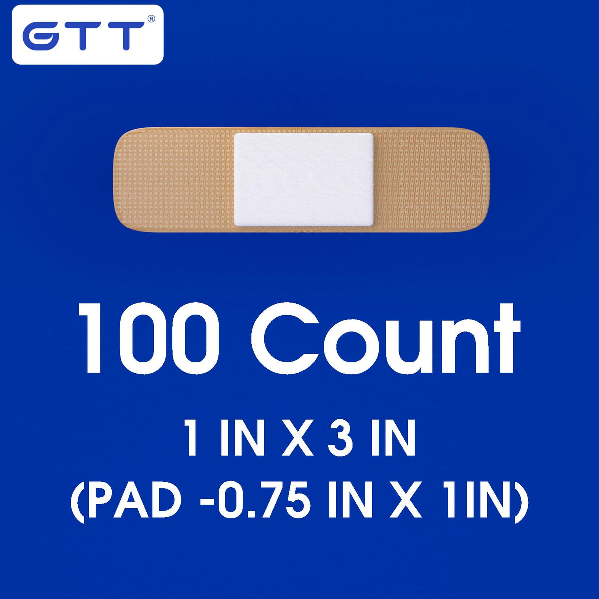 GTT Waterproof Non-Woven Adhesive Bandages (100 ct) — Flexible, Breathable Wound Strips for Home, Travel & First Aid